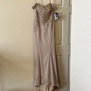 Brand new gown. Never worn. Perfect for wedding or formal event. Champagne.